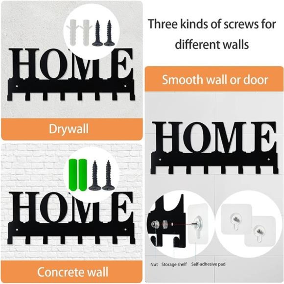 Key Holder for Wall, Nail-Free Key Holder, Key Rack Key Holder Wall Mounted - Picture 5 of 6